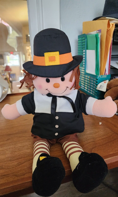 VTG Pilgrim Pals Plush Doll Gibson Greetings 1996 Boy Thanksgiving 16"