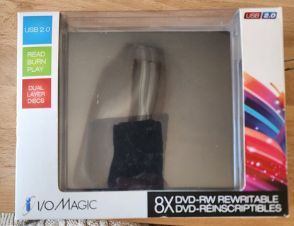 I /O Magic 8X DVD RW Drive Slim Portable USB 2.0 Rewritable VG