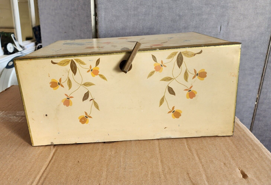 Rare Vtg Jewel T Autumn Leaf BREAD BOX metal 1940's