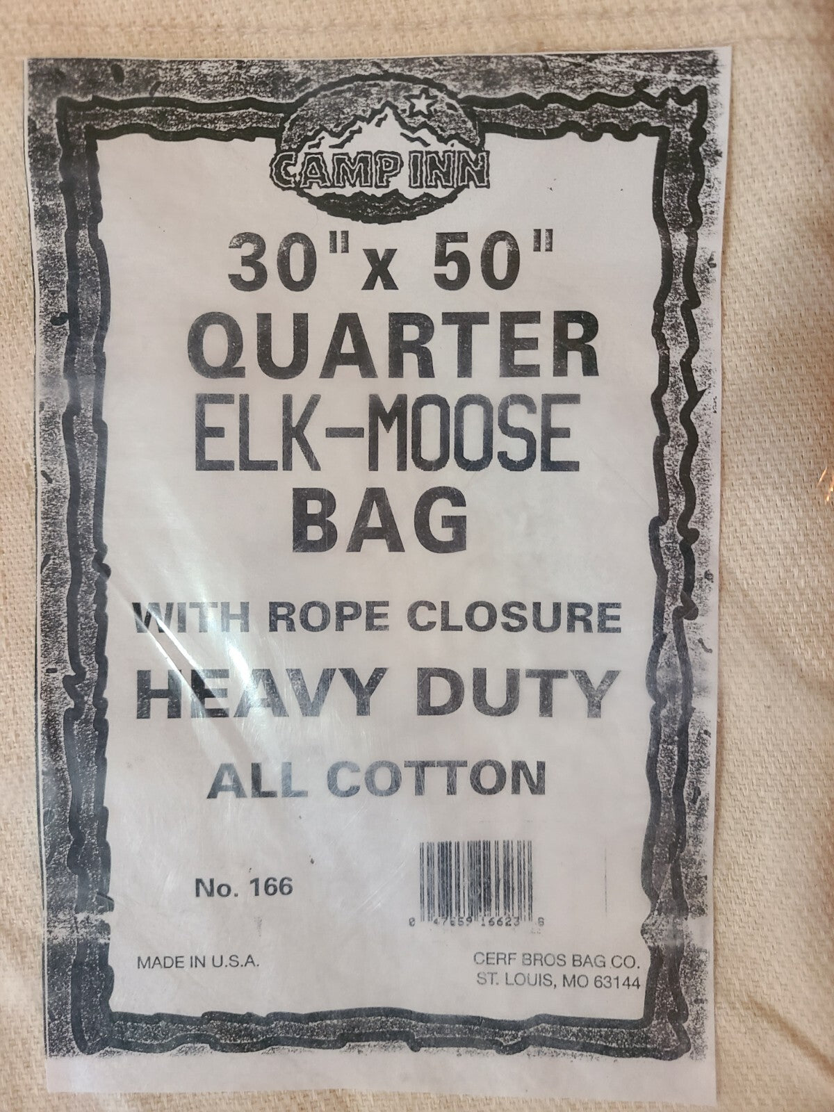 30" x  50" Quarter Elk-Moose BAG with Rope Closure HEAVY DUTY All Cotton