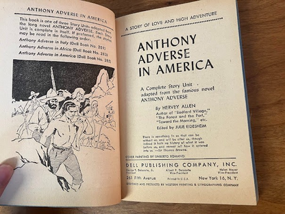 Vtg Paperback - Hervey Allen / ANTHONY ADVERSE IN AMERICA