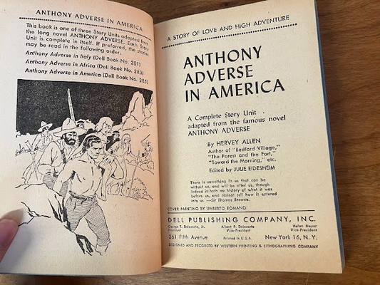 Vtg Paperback - Hervey Allen / ANTHONY ADVERSE IN AMERICA