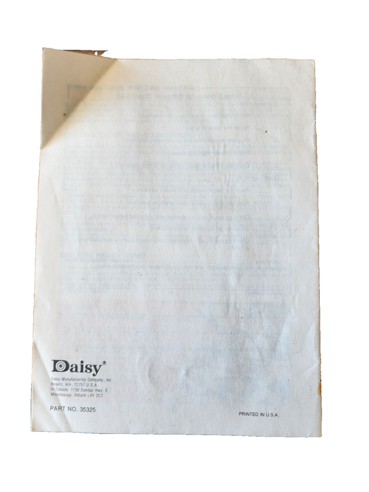 DAISY Model 840 BB Gun Operation Manual 1984 Vintage