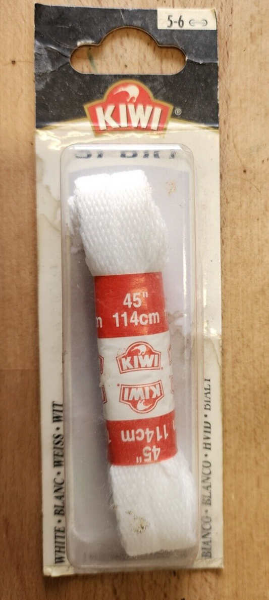 Kiwi Sport Flat White 45" Shoe Laces One Pair 4-6 114 cm