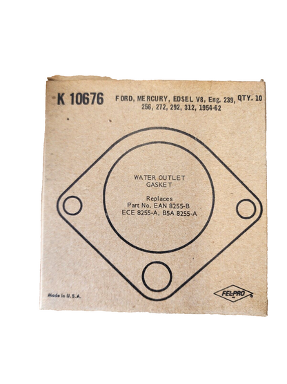 1952-64 FORD, MERCURY & EDSEL WATER OUTLET GASKET K 10676 lot of 1 OEM