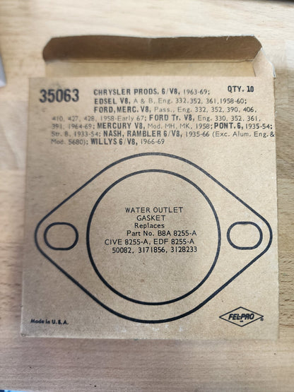 FEL-PRO WATER OUTLET GASKET #35063 OEM lot of 10