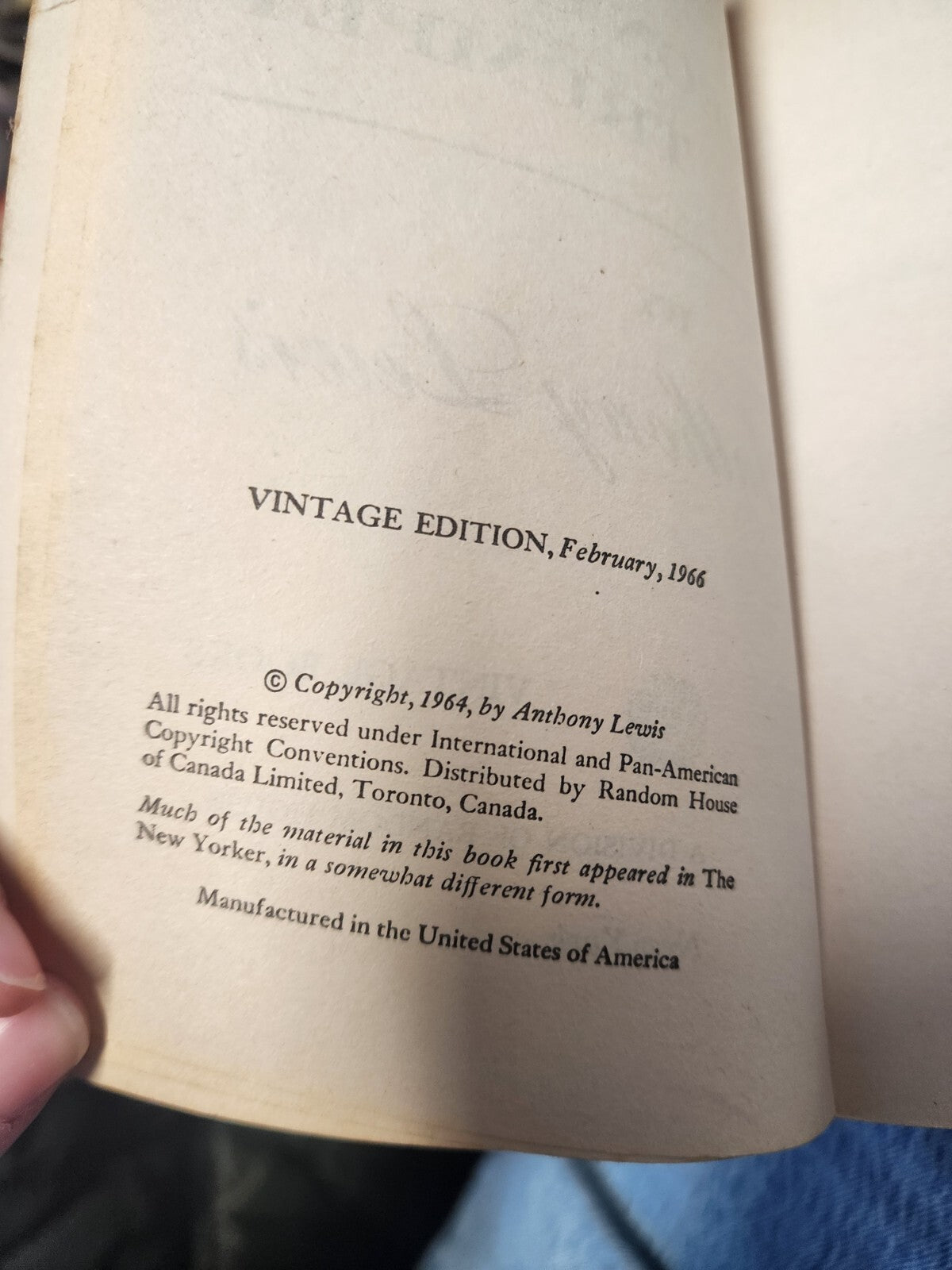 Gideon's Trumpet, Anthony Lewis, 1966, Vintage paperback