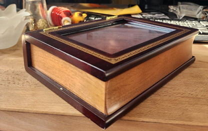 Home Decor Vtg Library Box Wood Book Album 8x6 inch