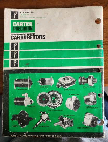 Carter Precision Remanufactured Carburetors Catalog 8811, 1980
