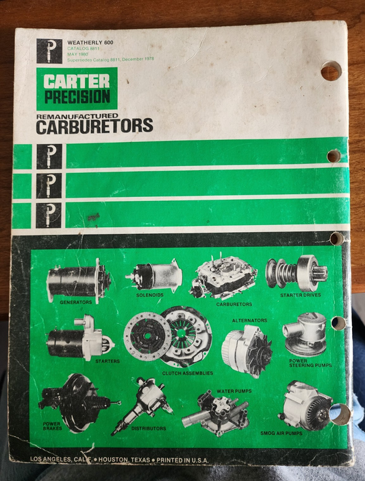 Carter Precision Remanufactured Carburetors Catalog 8811, 1980