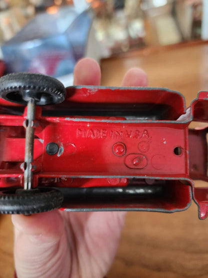 Toy Fire Ladder Red Metal Steel Truck 6-1/4" - USA