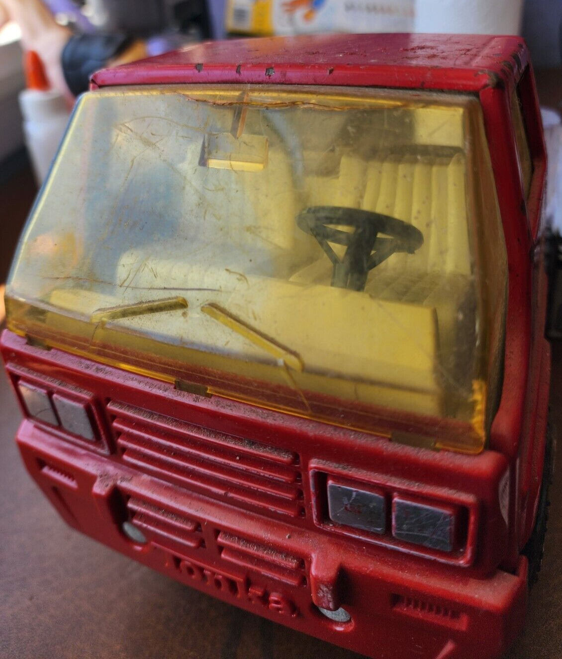 Vintage Tonka Semi Truck Cab Steel Metal & Plastic XR-101 On Tires Red 9.5"