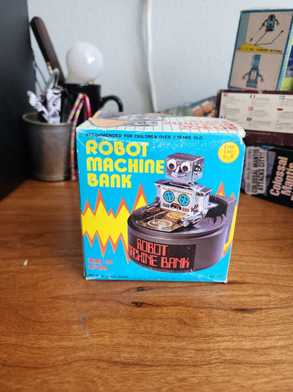 Wind Up Action Robot Machine Bank Hong Kong Toy
