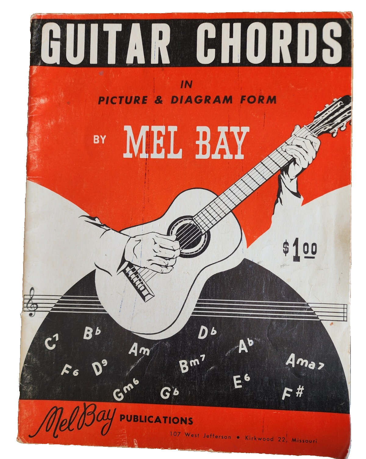 Vintage Mel Bay Guitar Chords Book – Picture & Diagram Form –1959