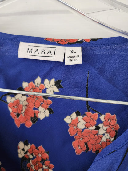 MASAI Women’s Blouse Blue Floral Sz XL