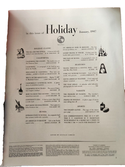 1947 JANUARY HOLIDAY MAGAZINE - CALIFORNIA