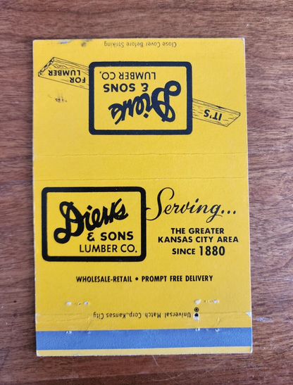 Vintage Dierks and Sons Lumber co. Matchbook