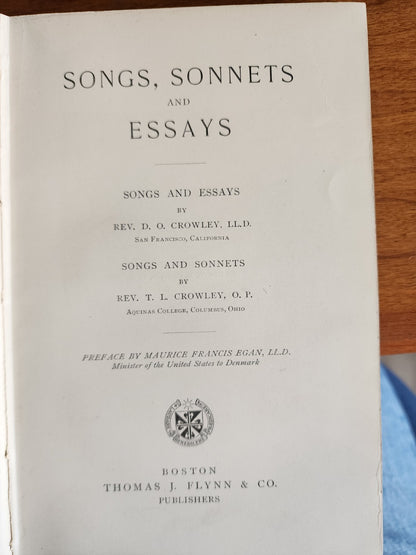 Songs, Sonnets, and Essays 1st Edition 1912