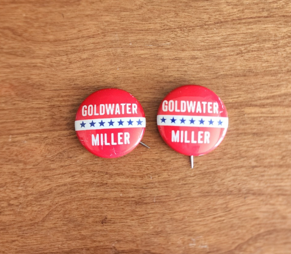 Goldwater Miller for President Button Pins 1.5”