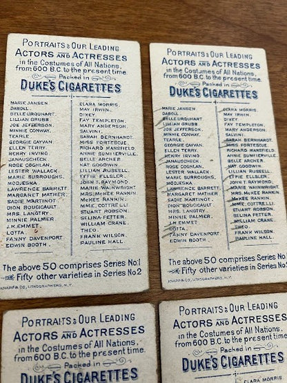 DUKE'S CIGARETTES: PORTRAITS OF ACTORS & ACTRESSES - Lot of 4