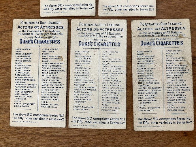 DUKE'S CIGARETTES: PORTRAITS OF ACTORS & ACTRESSES - Lot of 5