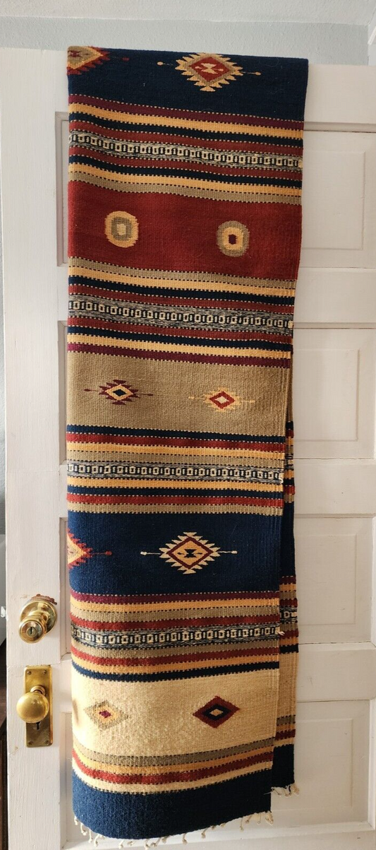 Hand Woven Colorful Tapestry Rug Geometric Handmade 68”x32”