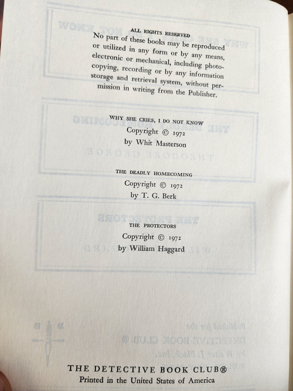 Vintage Detective Book Club: Three Classic Mysteries in One! (1972)