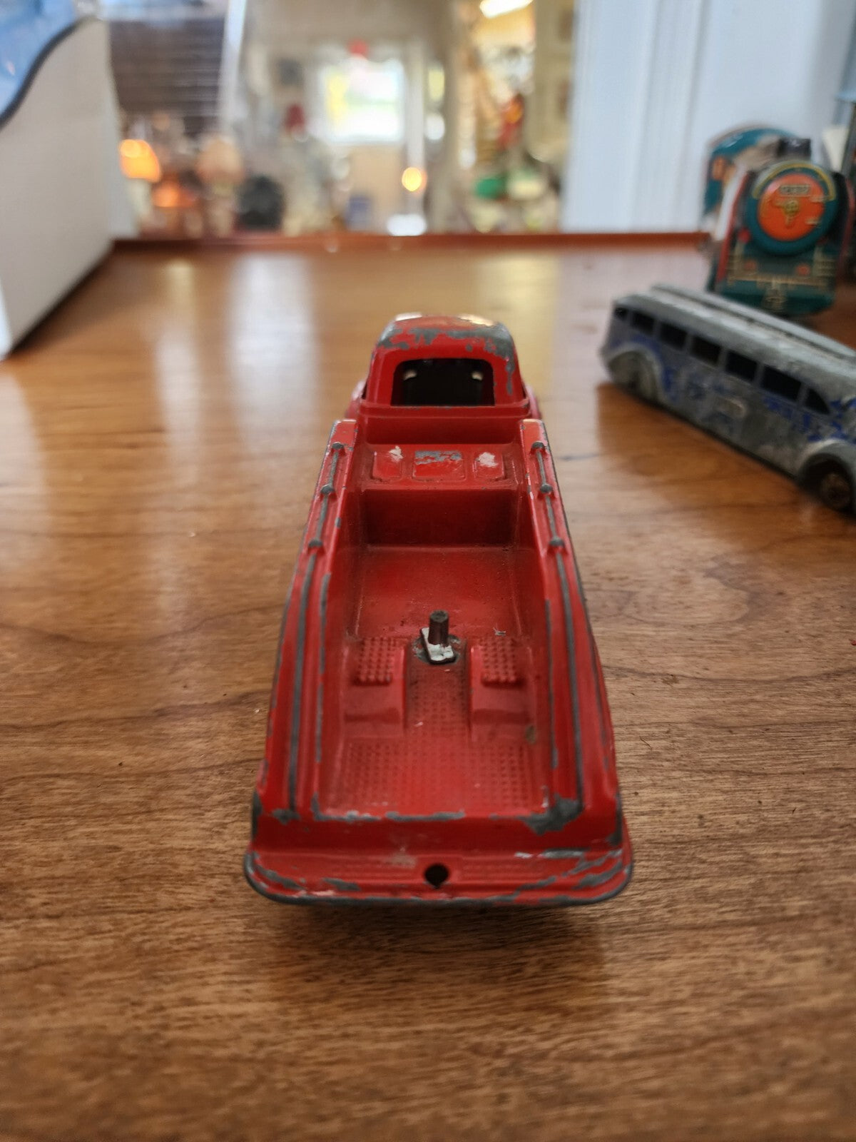 Toy Fire Ladder Red Metal Steel Truck 6-1/4" - USA