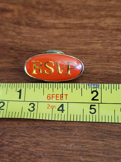 Collectible RSVP Oval Pin Gold Tone