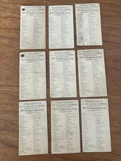 GODDESSES OF THE GREEKS & ROMANS: Wm S. Kimball & Co's - lot of 9