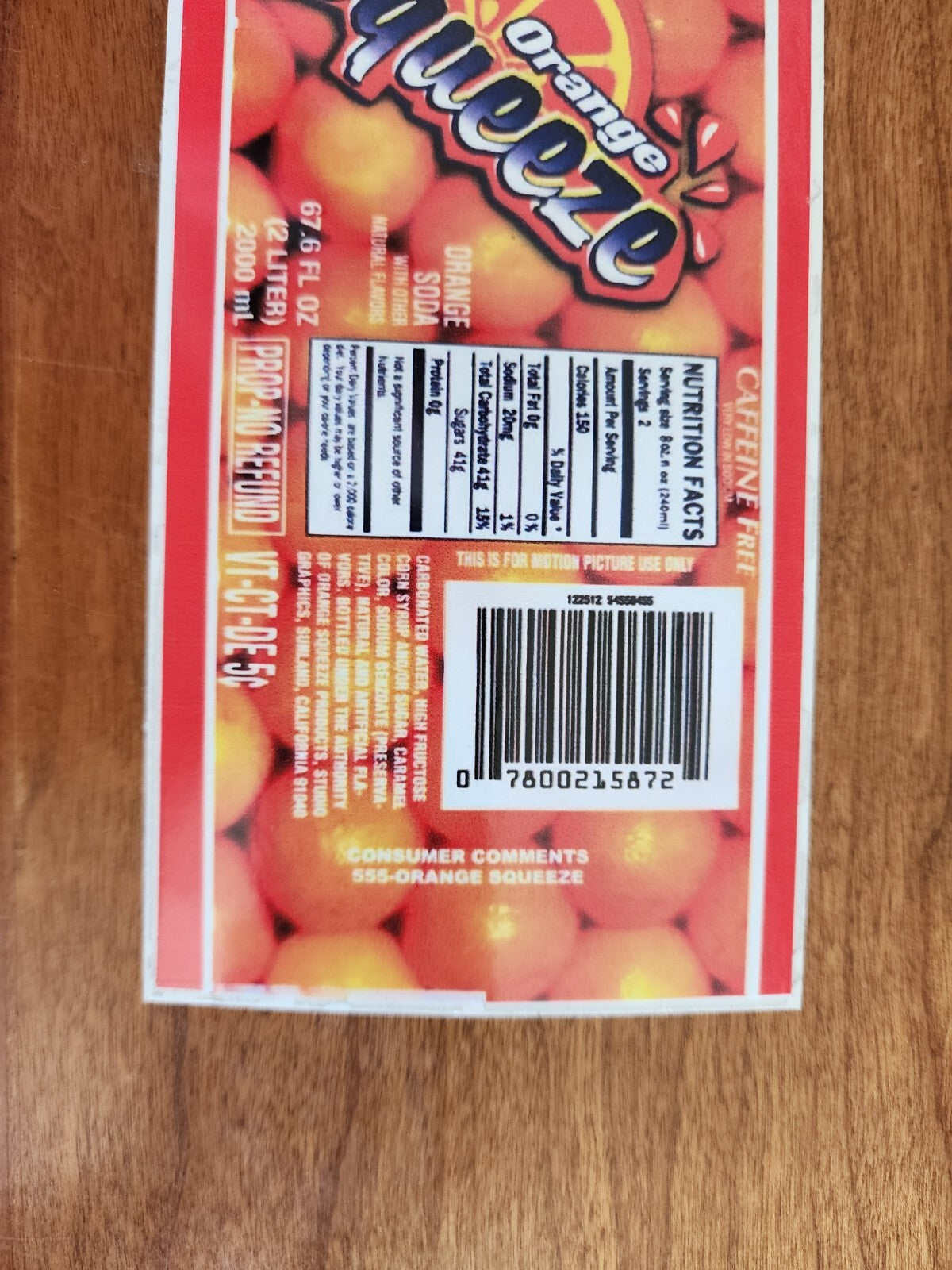 12 Fl Oz Orange Squeeze Soda Sticker Prop