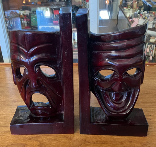 Vintage 1960s Comedy & Tragedy Theatre Bookends