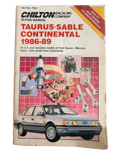 No. 7830 Chilton Repair Manual Taurus Sable Continental 1986-89
