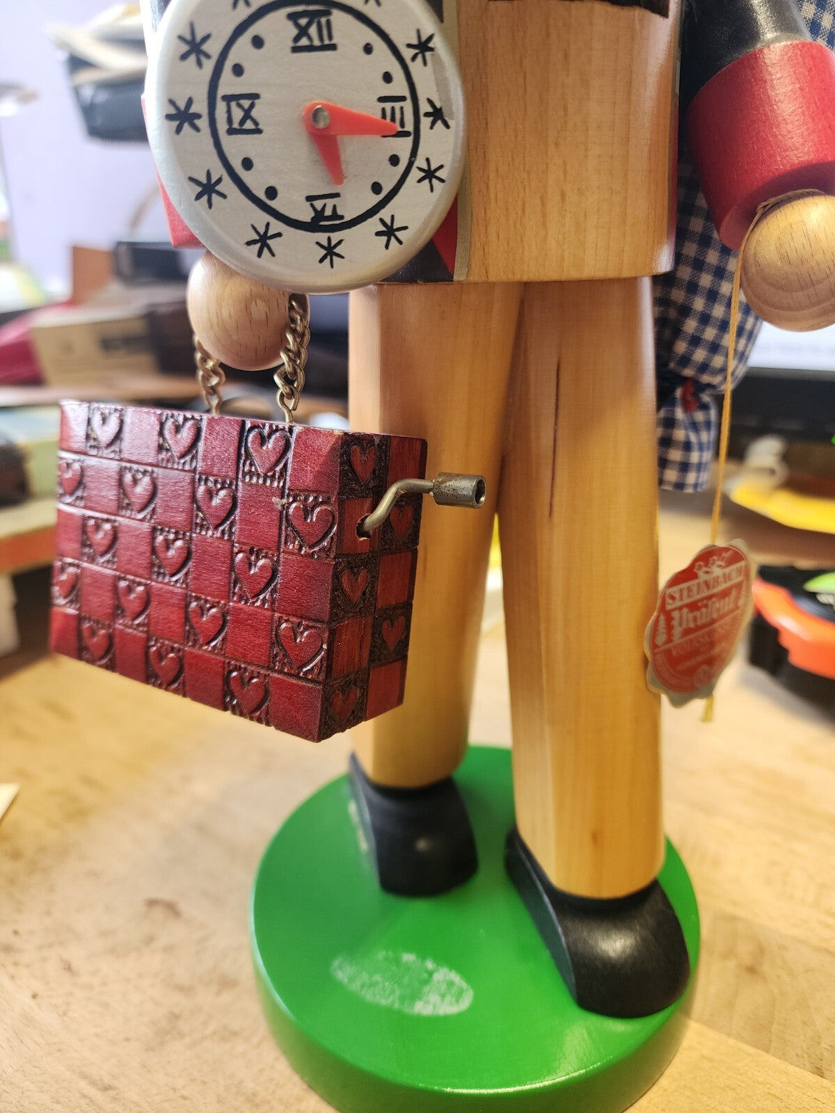Vintage Steinbach West Germany Immigrant Wooden Nutcracker Musical Suitcase 15"