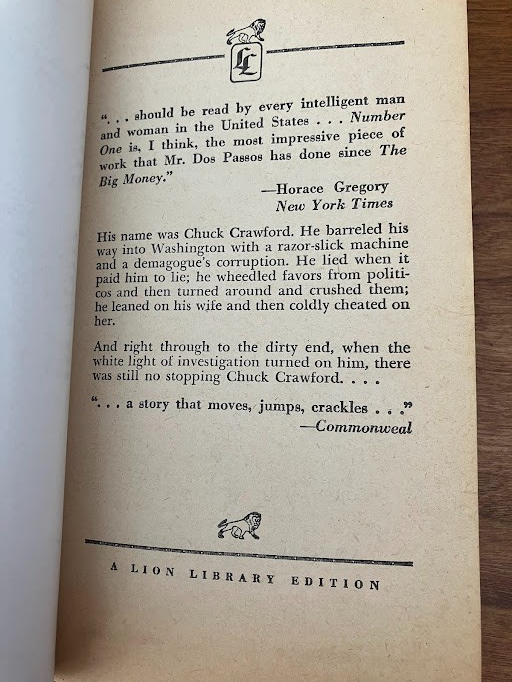 Vintage Paperback - John Dos Passos: NUMBER ONE