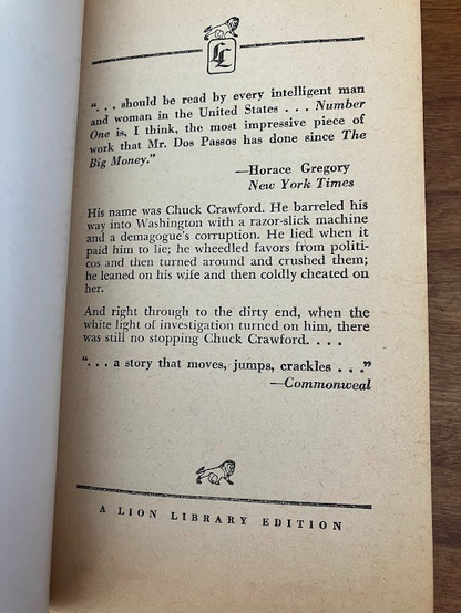 Vintage Paperback - John Dos Passos: NUMBER ONE