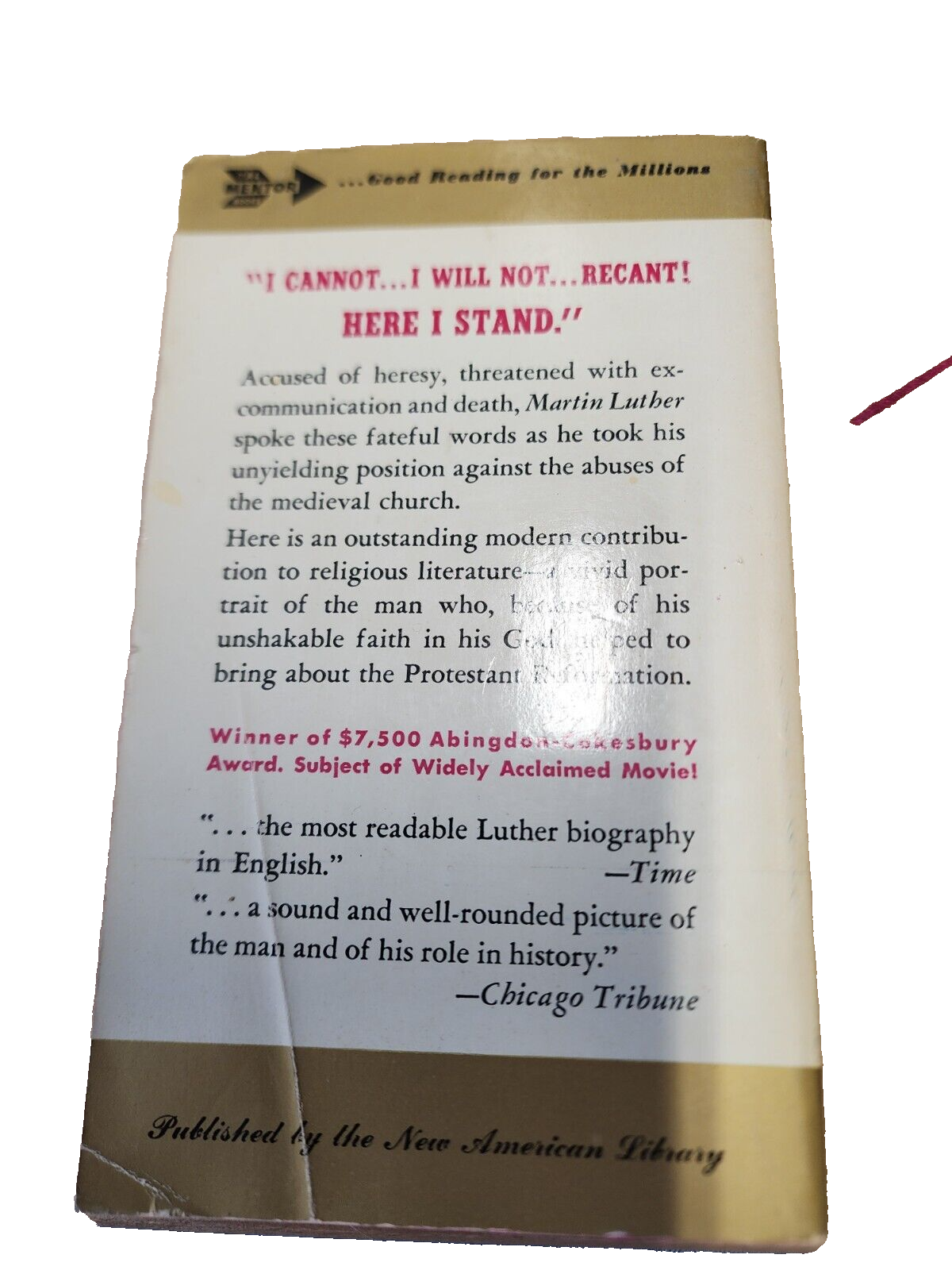 Here I Stand A Life Martin Luther History Paperback Book Roland H. Bainton 1959