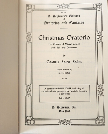 Christmas Oratorio Saint Saens Choral Music Songbook SATB