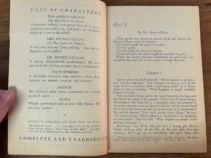Vtg Paperback - The Furies in Her Body by Guy Endore