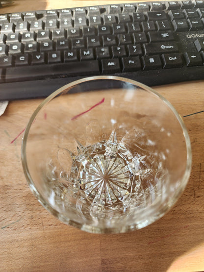 Vtg Clear Cut Glass Jelly Jar w/Lid