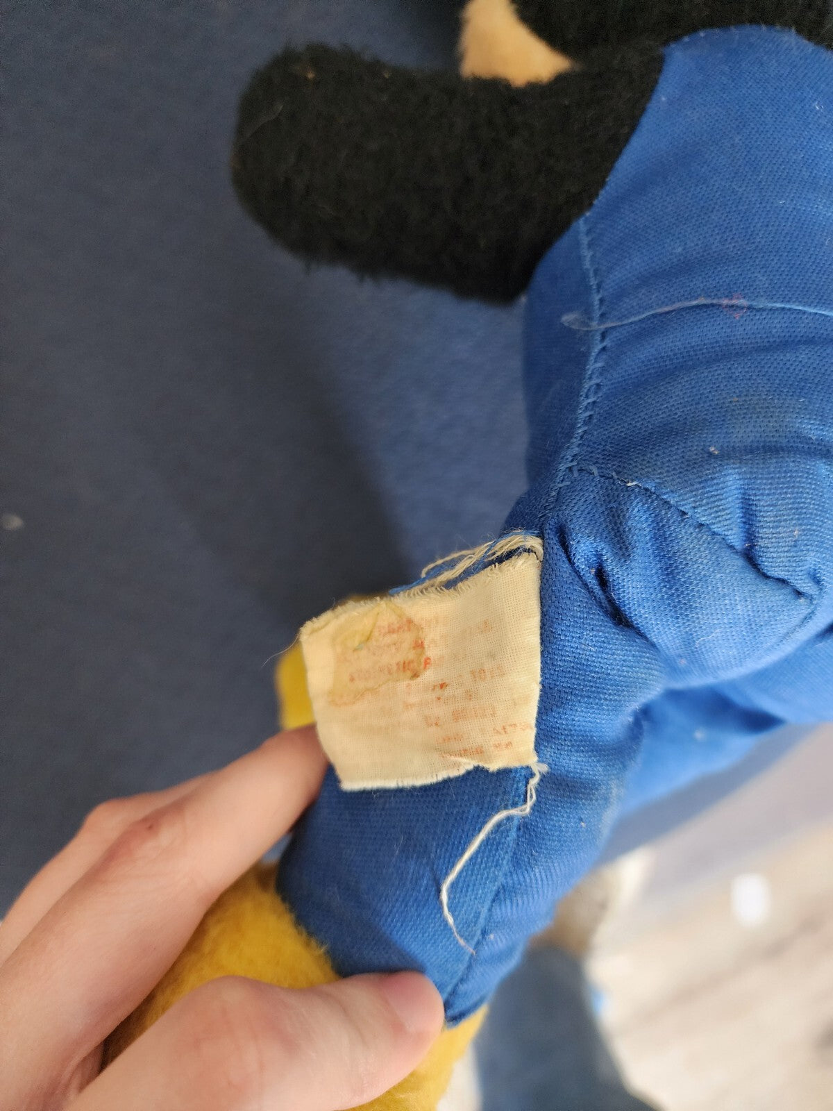 Vtg 1950s Walt Disney Mickey Mouse Plush Stuffed Toy Blue Jumpsuit