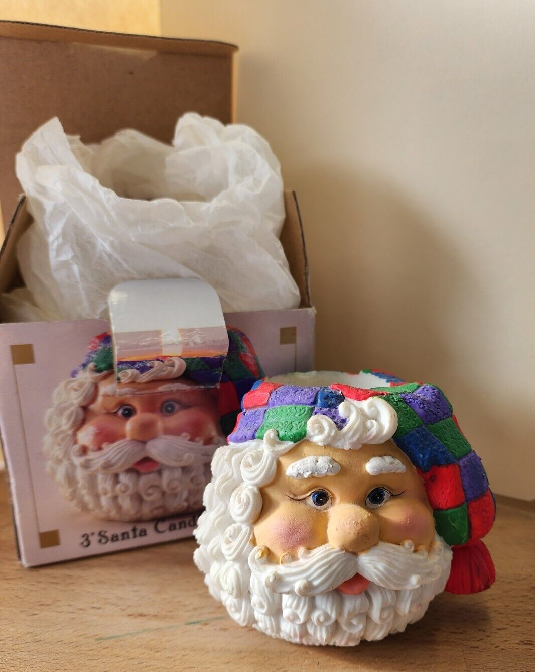 Vtg 3" Santa Head Tea Light Candle Holder Christmas Figments of Folklore