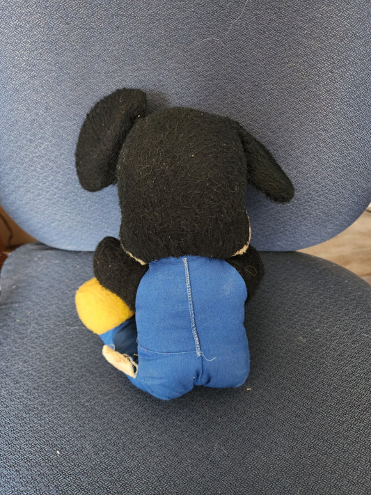Vtg 1950s Walt Disney Mickey Mouse Plush Stuffed Toy Blue Jumpsuit