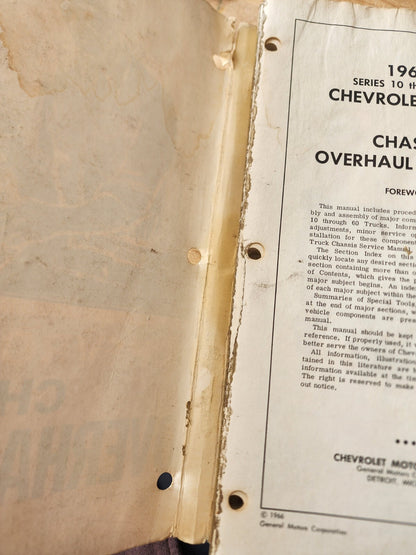 Vtg 1967 Chevrolet Truck Chassis Overhaul Manual 10-60 Series