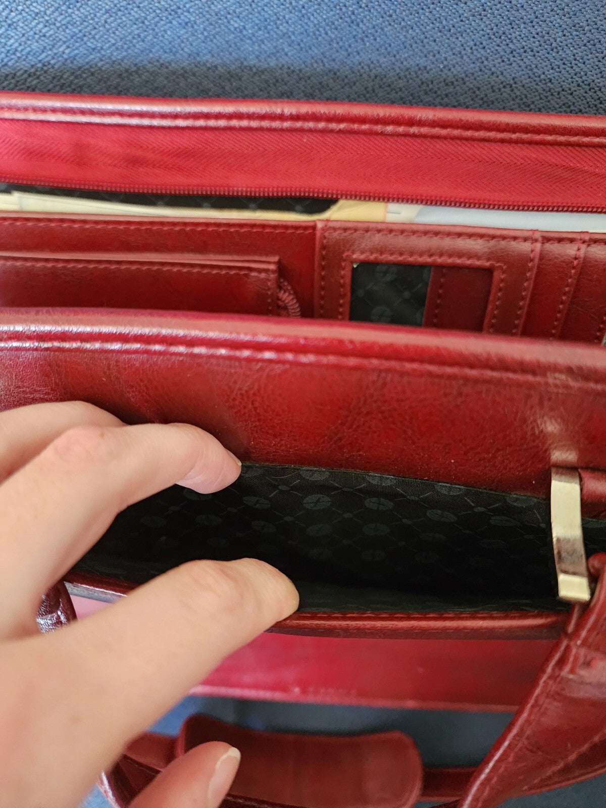 Foray Maroon Faux Leather Briefcase Planner Laptop Bag