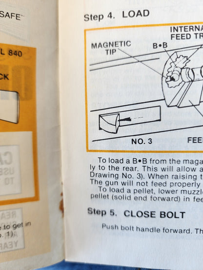 DAISY Model 840 BB Gun Operation Manual 1984 Vintage