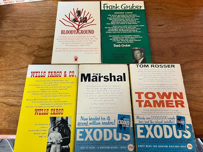 Bantam Books by Frank Gruber - Lot of 5 Vintage Paperback - Pulp Western