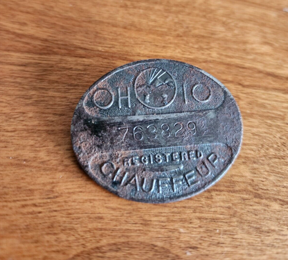 Vtg Ohio Registered Chauffeur Pin #763829