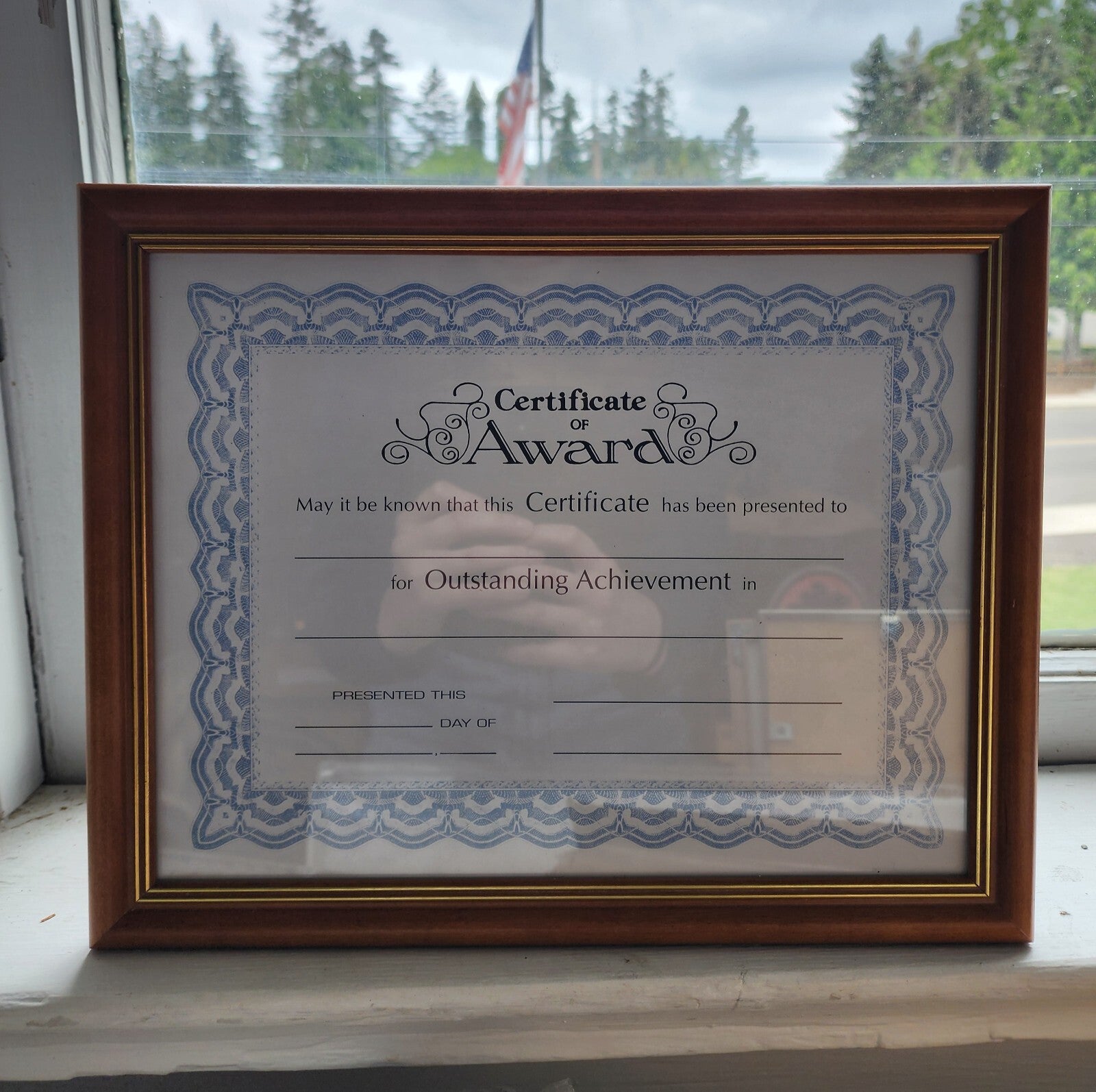 Blank blue and white Certificate of Award for outstanding Achievements