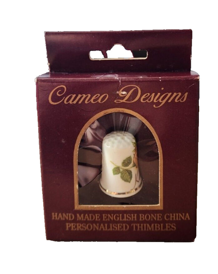 Kathleen Cameo Designs Handmade English Bone China Personalized Thimble NEW
